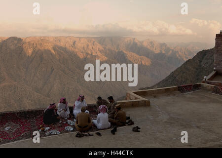 Arabia Saudita, Provincia di Asir, Al Wadiyany, vedetta, turistico, Foto Stock