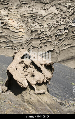 Spagna isole canarie Lanzarote, cucchiai Golfo, il cratere del vulcano cucchiaio Golfo, Foto Stock