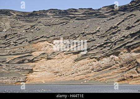 Spagna isole canarie Lanzarote, cucchiai Golfo, il cratere del vulcano cucchiaio Golfo, Foto Stock