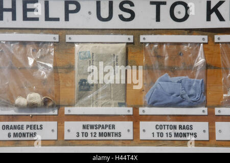 Turchia, Belek, hotel Magic Life, sirena imperiale, protezione dell'ambiente, info bacheca, dettaglio, destinazione destinazione di vacanza, vacanze, turismo, ambiente, inquinamento ambientale, immondizia, rifiutare, esempi, attenzione, informazioni, punta, cleannes Foto Stock