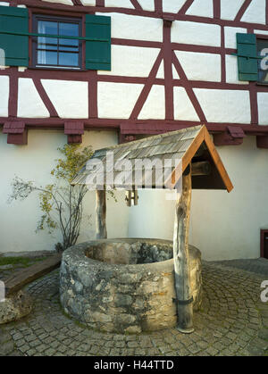 Germania, Baden-Württemberg, Hayingen, parte storico villaggio di monete, castello Derneck, il castello di corte, ben, edificio, rovina del castello, Castello, segno difensivo del castello di parete, struttura, architettura, luogo di interesse, destinazione, turismo, area della biosfera, Alto Valle, coi Foto Stock