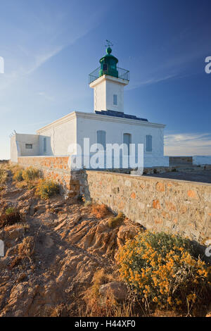 Francia, Corsica, l'Ile Rousse, faro, Phare de la Pietra, Foto Stock