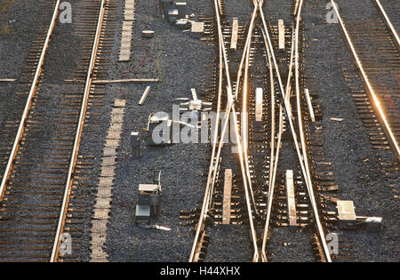 Canada Ontario, Toronto, le guide e i binari della ferrovia, luce della sera, Foto Stock