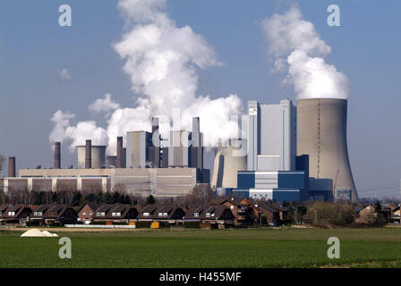 Centrali elettriche a carbone, Niederaußem, Renania, Foto Stock