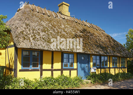 Danimarca, Funen, con tetto di paglia house, Foto Stock