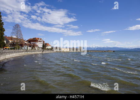 Tempesta di föhn, il lago di Costanza a lungo male, Baden-Württemberg, Germania, Foto Stock