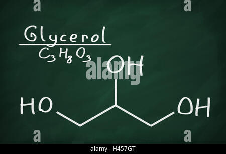 Il modello strutturale di glicerolo sulla lavagna. Foto Stock