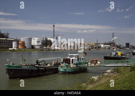 Germania, Baden-Württemberg, Mannheim, industriale allegati, BASF, Ludwigshafen sul Reno, Foto Stock