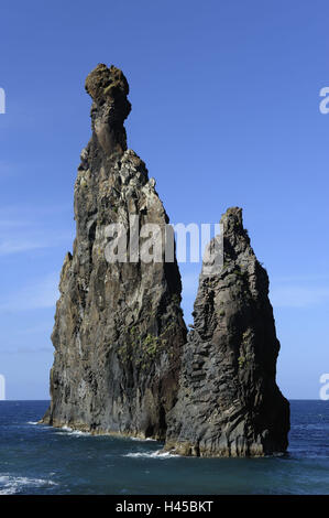 Il Portogallo, isola di Madera, Porto Moniz, Ribeira ci Janela, mare, formazioni di bile, Foto Stock