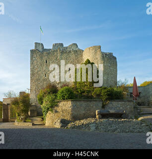 Germania, Baden-Württemberg, Hayingen, parte storico villaggio di monete, castello Derneck, edificio, rovina del castello, Castello, segno difensivo del castello di parete, struttura, architettura, luogo di interesse, destinazione, turismo, area della biosfera, forte valley, coin village, Foto Stock