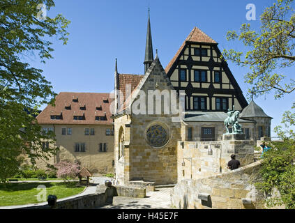 In Germania, in Baviera, Coburg, Veste Coburg, Lutero cappella, principe della costruzione, cortile interno, Burgenstrasse (storico strada), il castello di corte, a struttura mista in legno e muratura, edificio con travi di legno, Rocca, fortezza di disposizione, principe della costruzione, Alta Franconia, plac Foto Stock