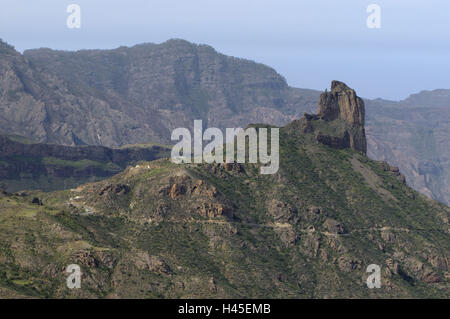 Spagna Isole Canarie, grano isola canaria, Cumbre montagne, Roque Bentayga, Foto Stock