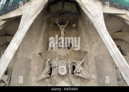 In Spagna, in Catalogna, Barcellona, chiesa, il Templo de la Sagrada Familia, facciata, dettaglio Foto Stock