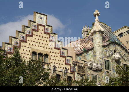 In Spagna, in Catalogna, Barcellona, Casa Amatller, Casa Batllo, facciate, dettaglio Foto Stock