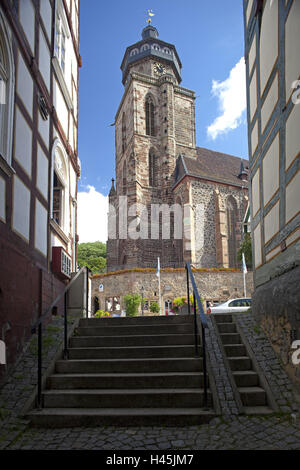 Assia, Assia settentrionale, Hesse elettorale paese di montagna, Homberg / Efze, città chiesa St Mary, vicolo, Foto Stock