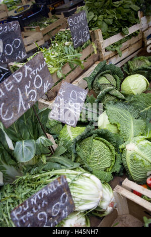 Pressione di stallo di mercato, dettaglio, verdure, Tu Piazza Campo de' Fiori, Roma, Italia, Foto Stock