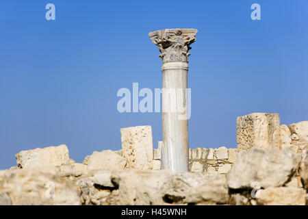 Cipro, in greco, Kourion, sito di scavo, ruderi, pilastro, Foto Stock
