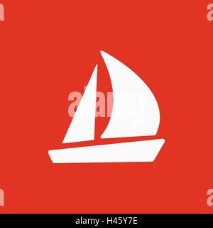 La barca a vela e la relativa icona. Nave a vela simbolo. Appartamento Illustrazione Vettoriale