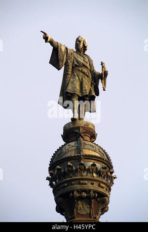 In Spagna, in Catalogna, Barcellona, Placa del portal de la Pau, monumento di Cristofol Colom, dettaglio Foto Stock