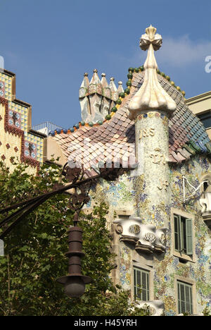 In Spagna, in Catalogna, Barcellona, Casa Amatller, Casa Batllo, facciate, dettaglio Foto Stock