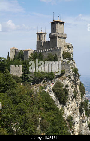 La Repubblica di San Marino e il Monte Titano, fortezza la Guaita, Foto Stock