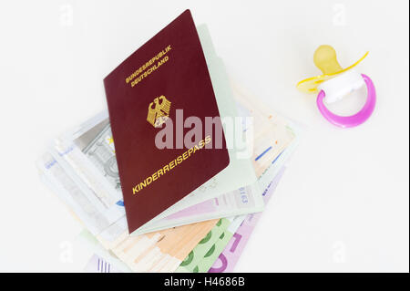 Passaporto del bambino, Tedesco, manichino, denaro, Foto Stock