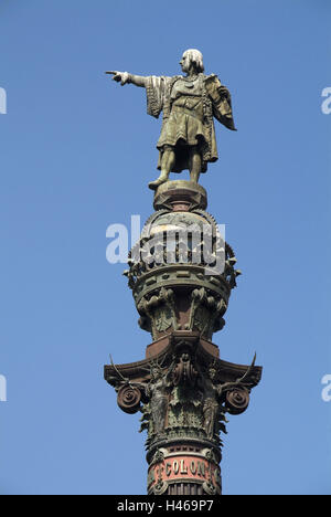 In Spagna, in Catalogna, Barcellona, Placa del portal de la Pau, monumento di Cristofol Colom, dettaglio Foto Stock