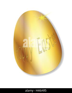 Un golden uovo di pasqua con le parole "Felice Pasqua". Illustrazione Vettoriale