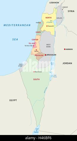 Israele politica e amministrativa di mappa Illustrazione Vettoriale