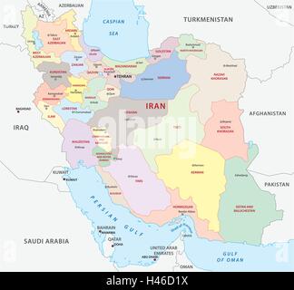 Iran mappa amministrativa Illustrazione Vettoriale