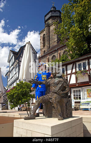 Assia, Assia settentrionale, Health resort-Hessian paese montuoso, mountain Hom / Efze, Città Vecchia, mercato, sentinella nel monumento landgrave Phillip, Foto Stock