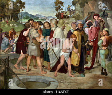 Giuseppe è venduto dai suoi fratelli. Pitture Murali da otto-ciclo parte da Casa Bartholdy a Roma Italia 1817 Friedrich Overbeck 1789 -1869 pittore tedesco Germania Foto Stock