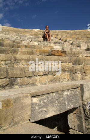 Cipro, parte greca, Kourion, anfiteatro, turistico, Foto Stock