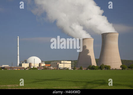 Germania, Bassa Sassonia, la centrale nucleare di Grohnde sul Weser, Foto Stock