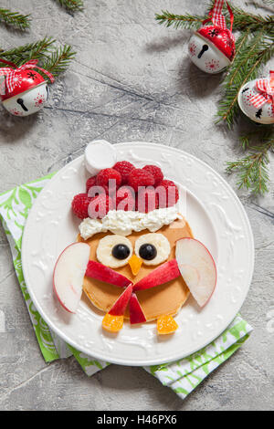 Owl pancake per colazione di Natale Foto Stock