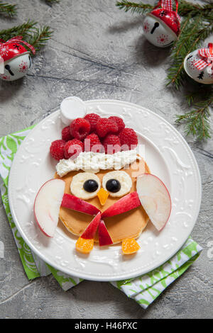 Owl pancake per colazione di Natale Foto Stock