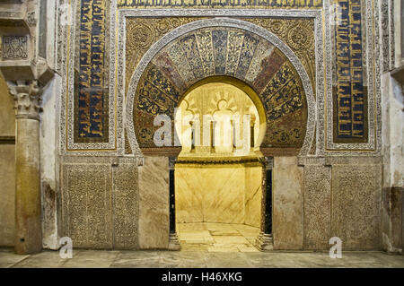 Spagna, Cordoba, Mezquita Catedral, interno, il mihrab, santo camera, Foto Stock