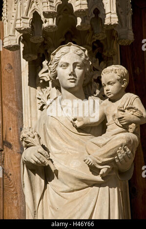 Spagna Isole Baleari Maiorca, Palma, Cattedrale "La Seu', pagina sud, portale della Vergine con il bambino, Foto Stock