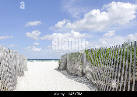 Percorso spiaggia, Lummus Park, South Beach di Miami, Art Deco District, Florida, STATI UNITI D'AMERICA, Foto Stock