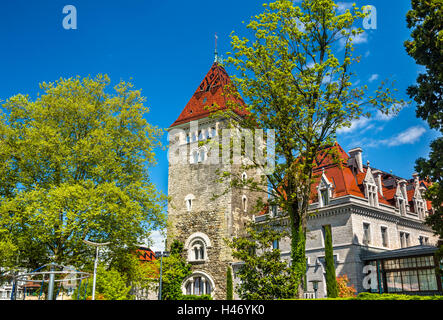 Vista del Chateau d'Ouchy, un palazzo a Losanna, Svizzera Foto Stock