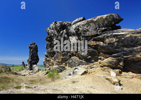 Germania, Sassonia-Anhalt, Harz, devil's muraglia difensiva, Foto Stock