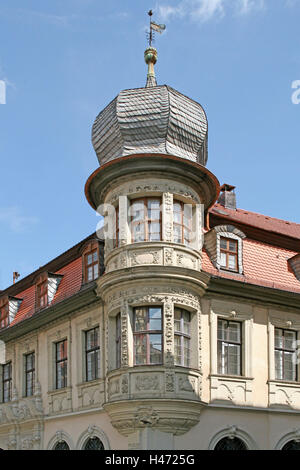 In Germania, in Baviera, Market-ampiamente con il principale, Città Vecchia, casa al Groe, esterno, impresa commerciale, facciata, grazia nota, torre, finestra Foto Stock