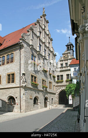 In Germania, in Baviera, Market-ampiamente con il principale, il municipio, bavaresi, Market-ampiamente, Città Vecchia, edificio stile architettonico, municipio, torre a struttura mista in legno e muratura, esterno, Foto Stock