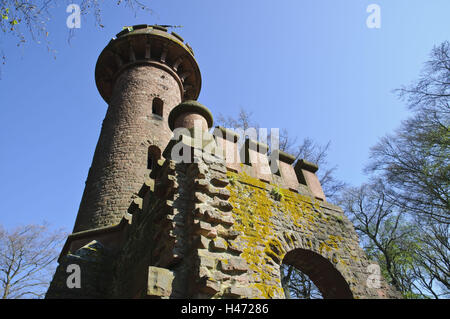 Heidelberg, rovina Stephanskloster, torre di osservazione, saint di montagna, Baden-Württemberg, Germania, Foto Stock
