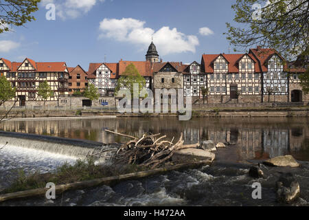Germania, Bassa Sassonia, Hann. Münden, case al Weser, chiesa San Blasien, Foto Stock