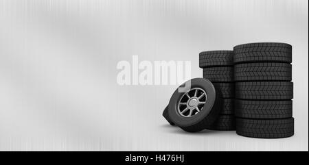 Immagine composita di righe di pneumatici Foto Stock