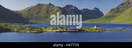 Norvegia, nel nord del paese, Lofoten, Austvagoya, Austnesfjorden, Sildpollneset, Foto Stock
