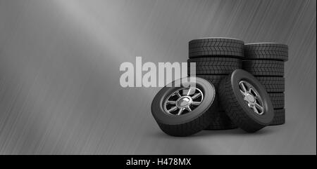 Immagine composita di righe di pneumatici Foto Stock