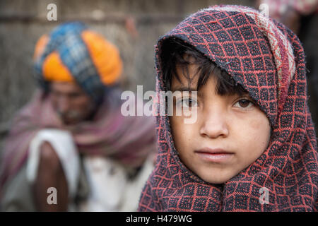 Ragazza, ritratto, Pushkar, Rajasthan, India Foto Stock