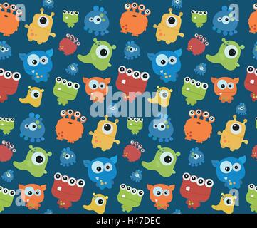 Modello senza soluzione di continuità con i mostri. La stampa per la festa di Halloween. Illustrazione Vettoriale